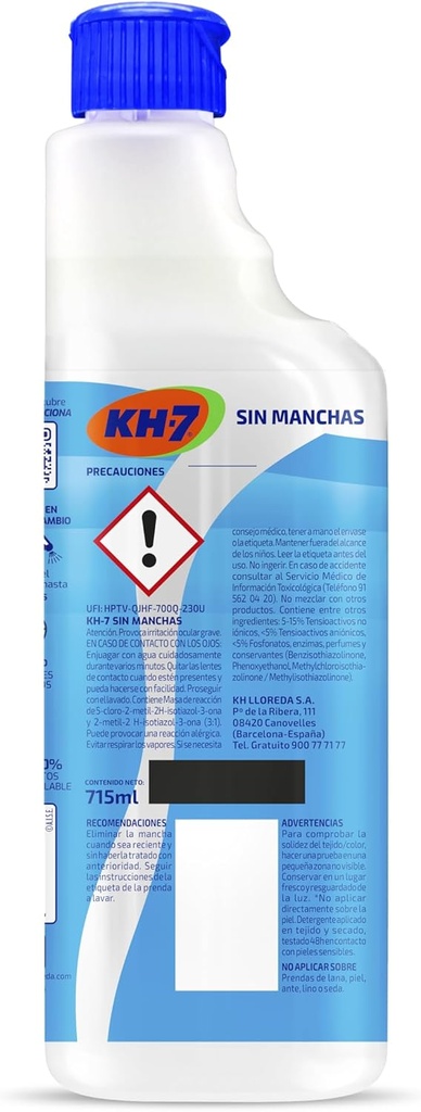 Quitamanchas KH7 Sin Manchas Azul 650 ml. recambio