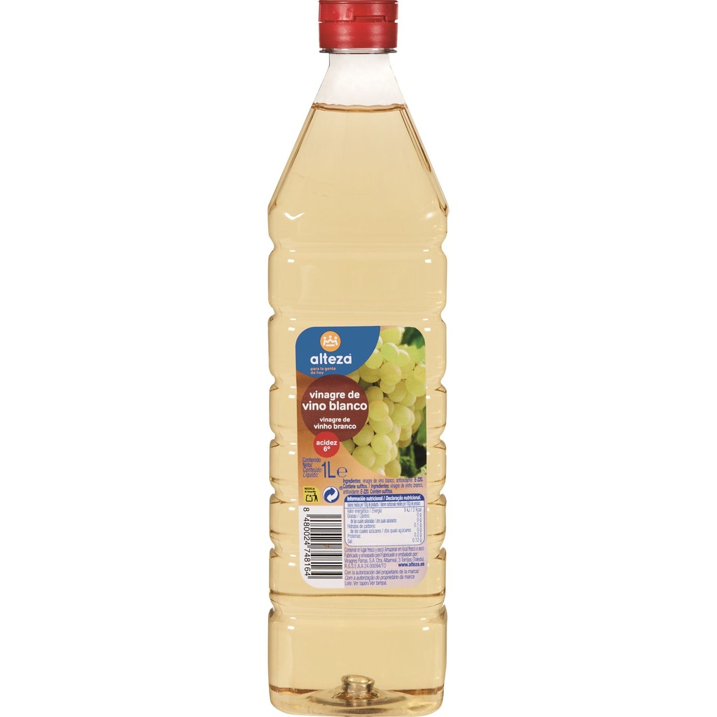 Vinagre de Vino Blanco 6x1L.  Alteza