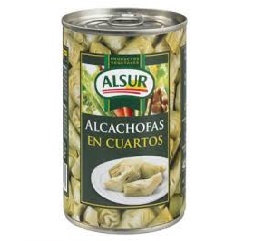 Alcachofa Alsur Cuartos lata 240 gr. 500 ml.