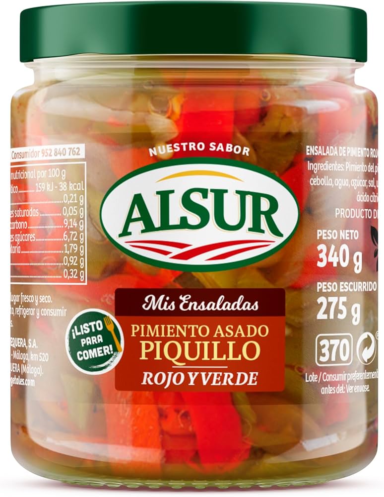 Ensalada Pimiento Piquillo Alsur Rojo/Verde Tarro 370 ml.