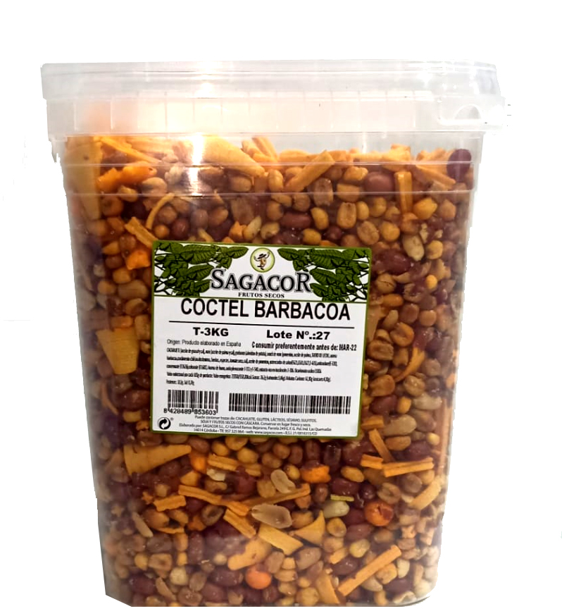 Frutos Secos Cocktail Barbacoa Sagacor Cubo 3 kg. Sin Cascara