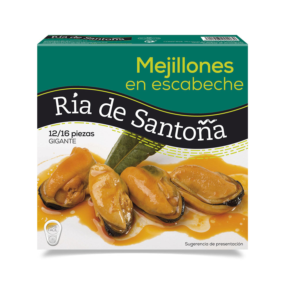 Mejillón Ria Santoña Escabeche Lata 12-16 p. 550 gr.