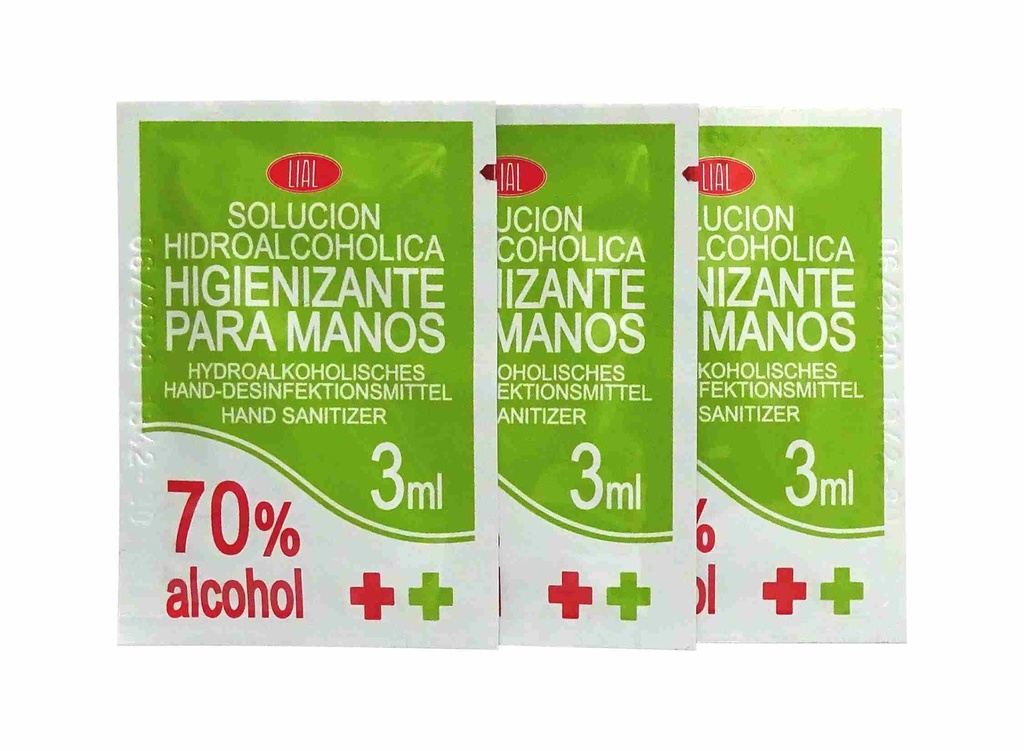 Gel Hidroalcoholico Manos 100 u. Sobres 3 ml.