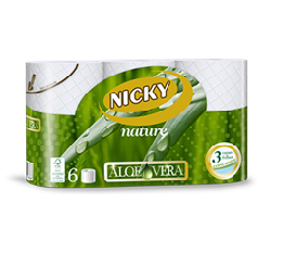 Papel Higienico Nicky Nature Aloe Vera 6 Rollos 3 capas