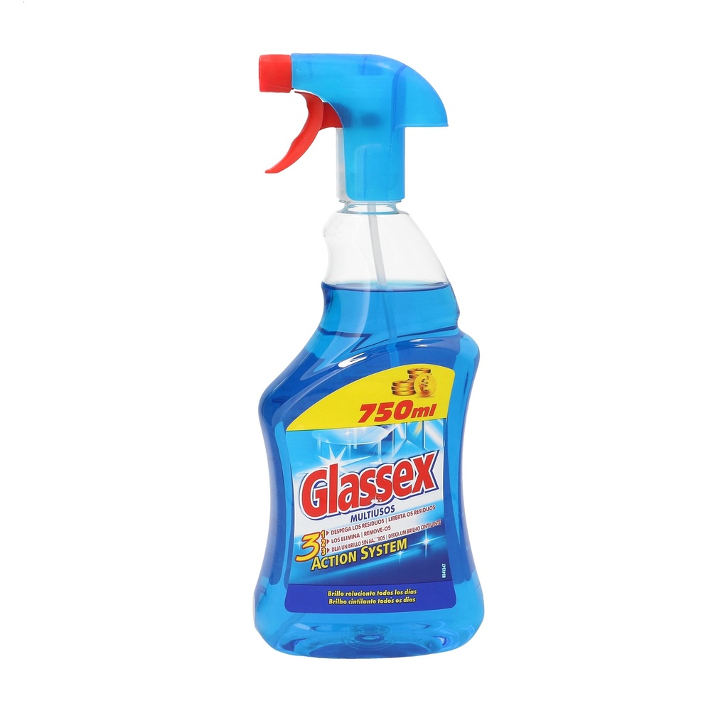 Limpiador Multiusos Pistola Glassex 750 ml. Azul