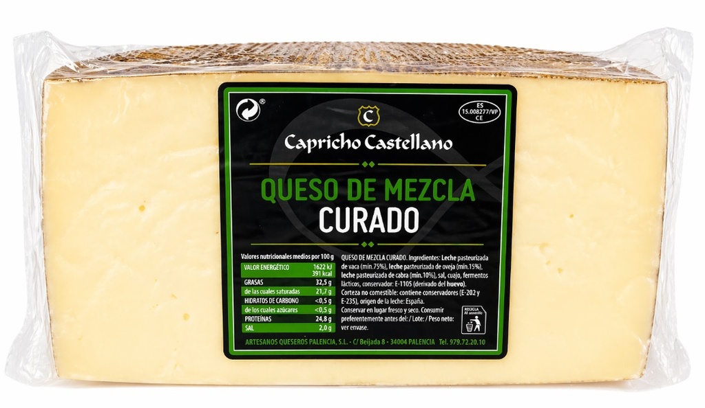 Queso Capricho Castellano Curado Mezcla 1/2 Pieza el kg.