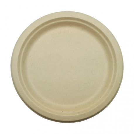 Plato Caña de Azucar Llano 22 cm. 50 u. Biodegradable