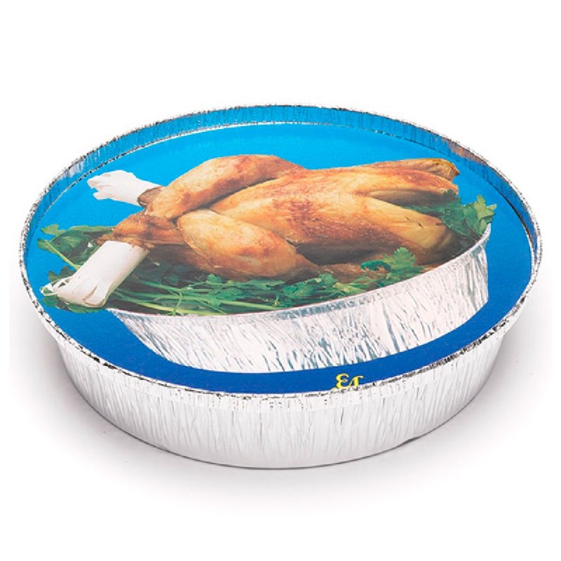 Envase Aluminio+tapa Pollo 25 u.