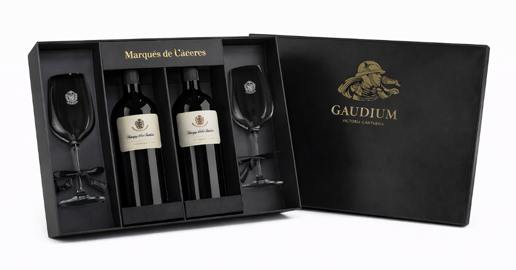 Gaudium de Marques Caceres Reserva 2012 75 cl. 2 botellas+Bomba vacio  Rioja