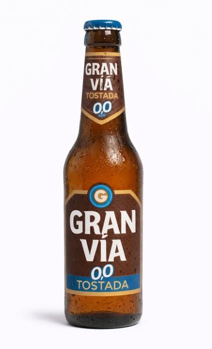 Cerveza Gran Vía Tostada 00% SIN ALCOHOL Tercios 24 u.
