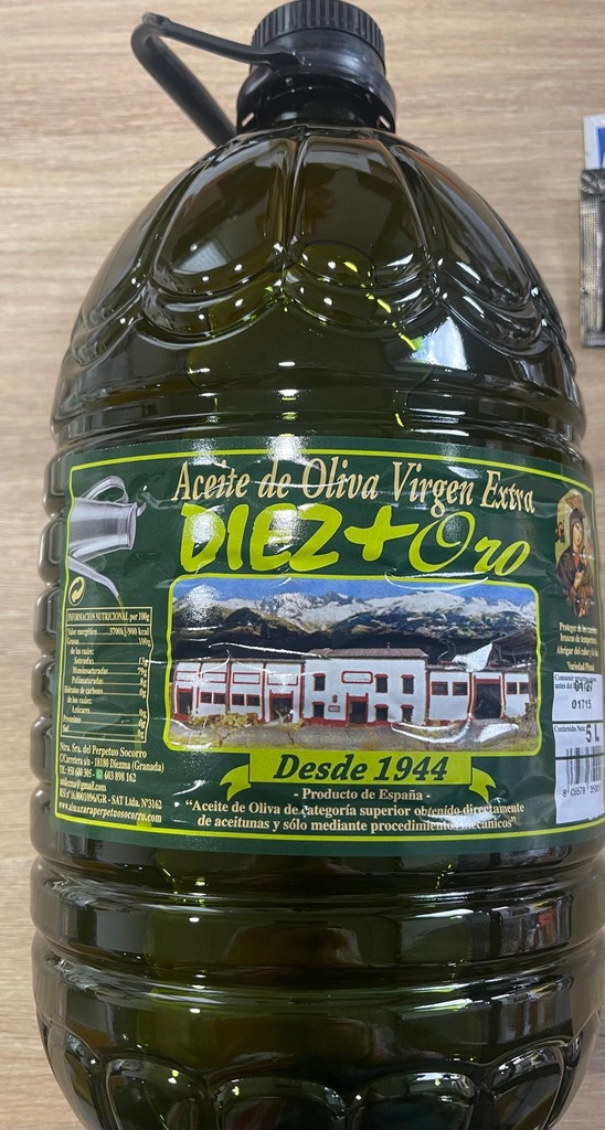 Aceite Oliva Virgen Extra Diez+Oro Pet 5 L. Coop. del Perpetuo Socorro
