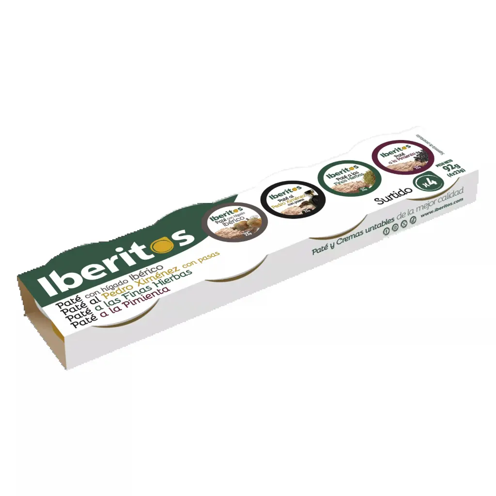 Paté monodosis Iberito 4x23 gr. (Surtido 7) pate-pate px-a la pimienta-hierbas