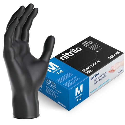 [GD21N] Guante Nitrilo Negro sin polvo (M) 100 u. 4.5 gr.