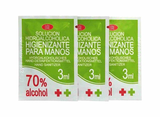 [11131] Gel Hidroalcoholico Manos 100 u. Sobres 3 ml.