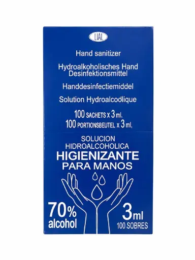Gel Hidroalcoholico Manos 100 u. Sobres 3 ml.
