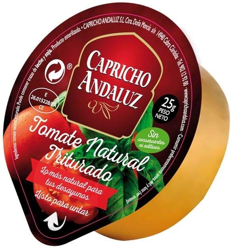 Tomate Natural Triturado monodosis Capricho Andaluz 84x25 gr.